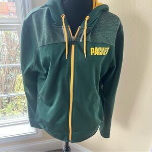 Majestic Green and Yellow Packers Full-Zip Hoodie Jacket.  Medium.